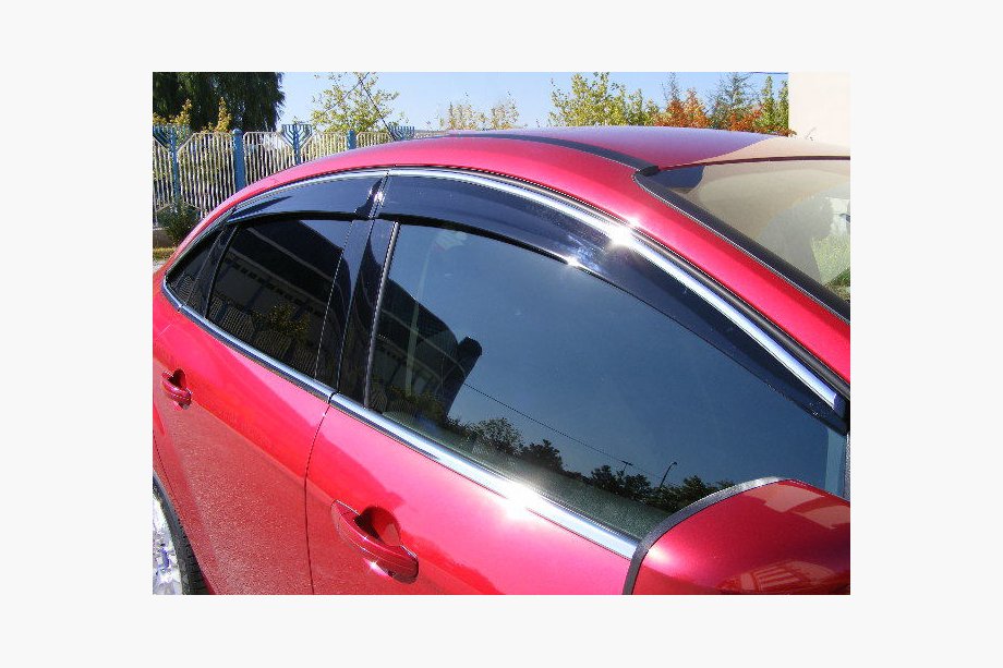 Honda Civic Sedan VIII 2006–2011 Logu vēja deflektori ar hromētu līsti (4 gab., Niken) Image