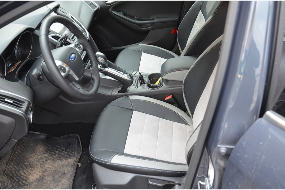 Ford Focus III 2011–2017 Modeļspecifiski sēdekļu pārvalki no eko ādas Brothers Leather Style Image