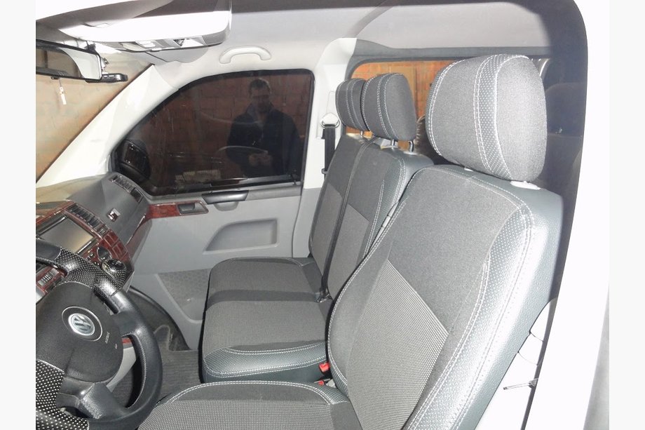 Volkswagen T5 2010–2015 Autosēdekļu pārvalki (mākslīgā āda↗audums, Premium) Priekšējie (2+1) Foto 2