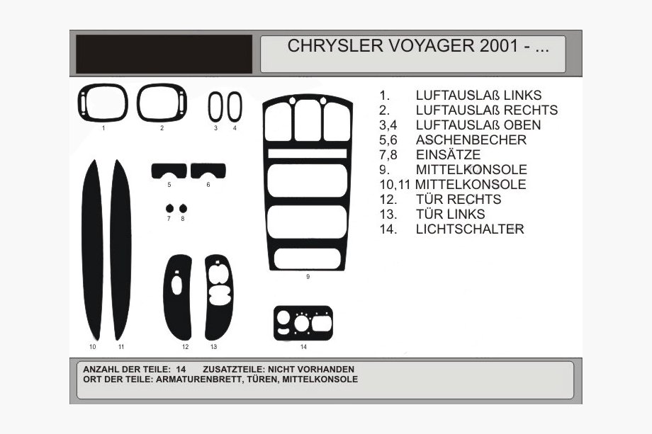 Chrysler Voyager 2001–2007 Paneļa uzlikas koka imitācijā (2001↗) Melns Image