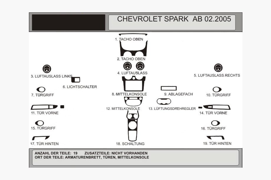 Chevrolet Spark 2004–2009 Paneļa uzlikas (Hartman) Image
