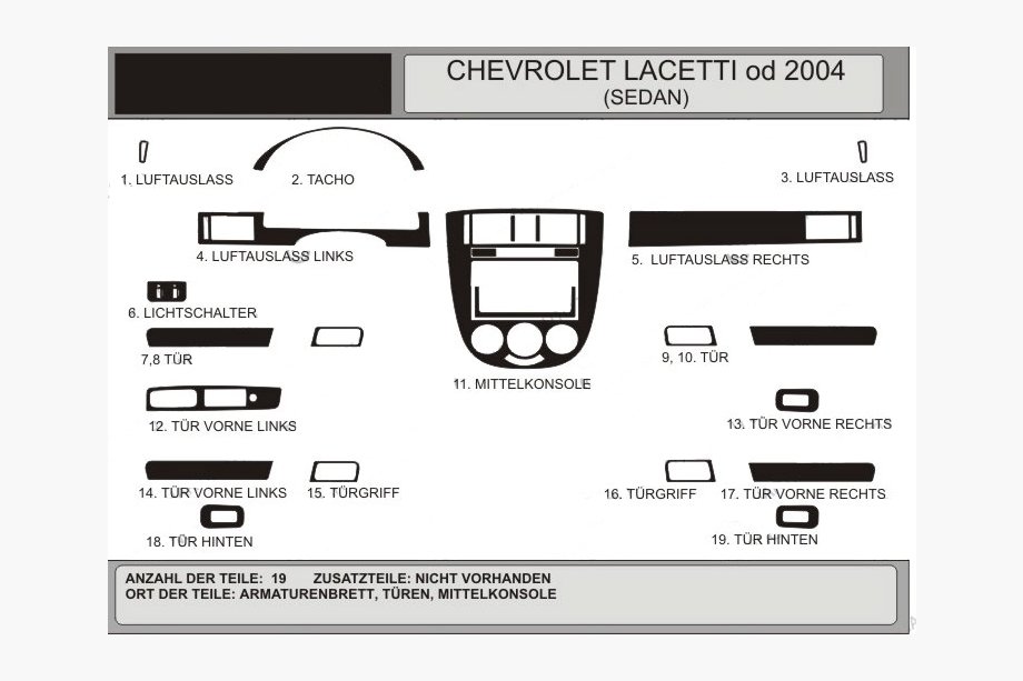 Chevrolet Lacetti 2003–2024 Instrumentu paneļa uzlikas Sedan (Hartman) Image