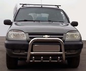 Chevrolet Niva 1998–2020 Priekšējais aizsargstienis (bullbar) QT006 (nerūsējošais tērauds) foto 2