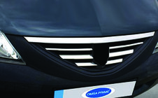 Dacia Logan MCV 2004–2014 Priekšējā radiatora režģa uzlikas (nerūsējošais tērauds) foto 1