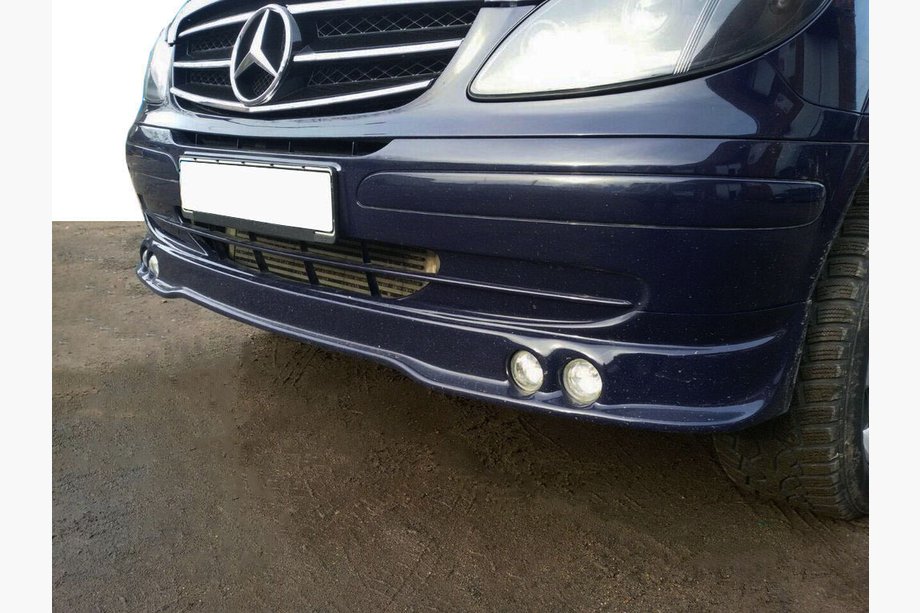Mercedes Viano 2004–2014 Priekšējā bampera lūpas uzlika (4 lukturiem), krāsojama Image