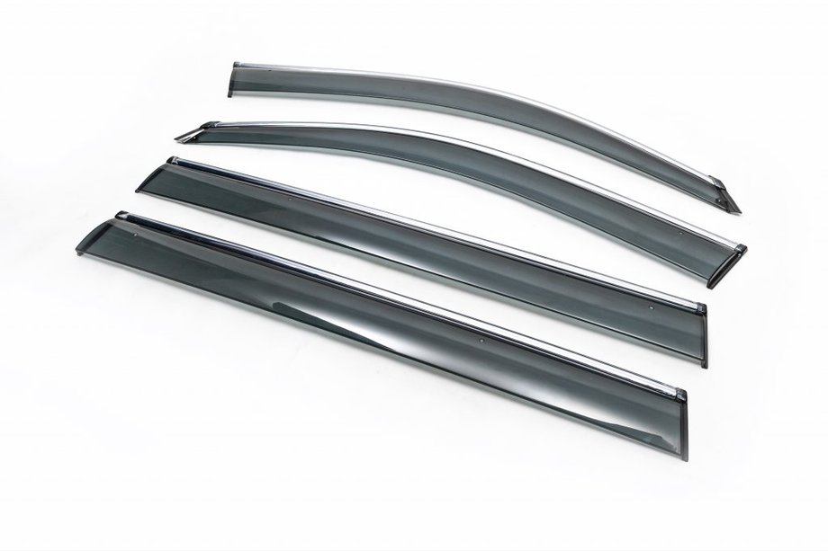 Mercedes GL/GLS klase X166 2012–2019 Logu vēja deflektori ar hromētu moldinglīsti (4 gab., HIC) Image