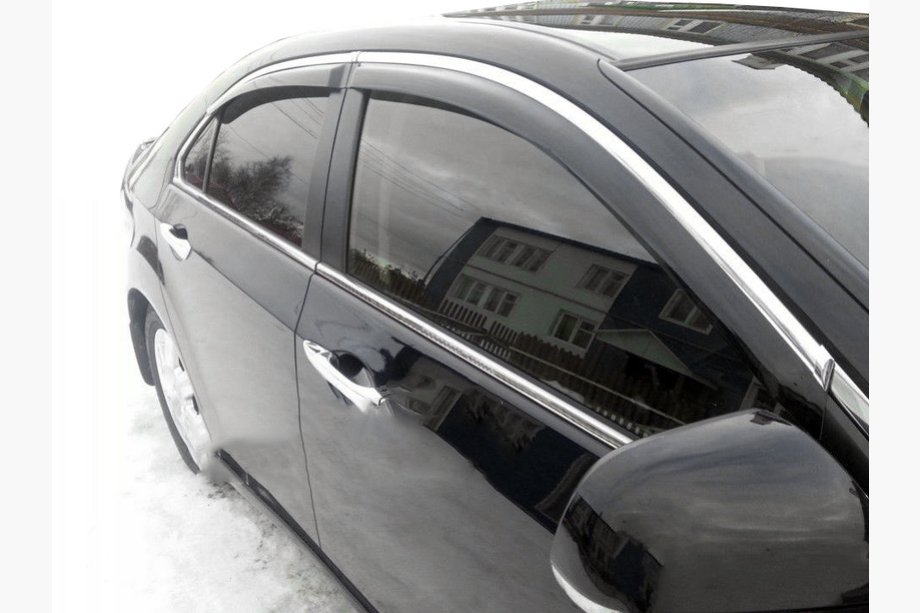 Volkswagen Passat B6 2006–2012 Logu vēja deflektori ar hroma līsti (4 gab., Taivāna) Image