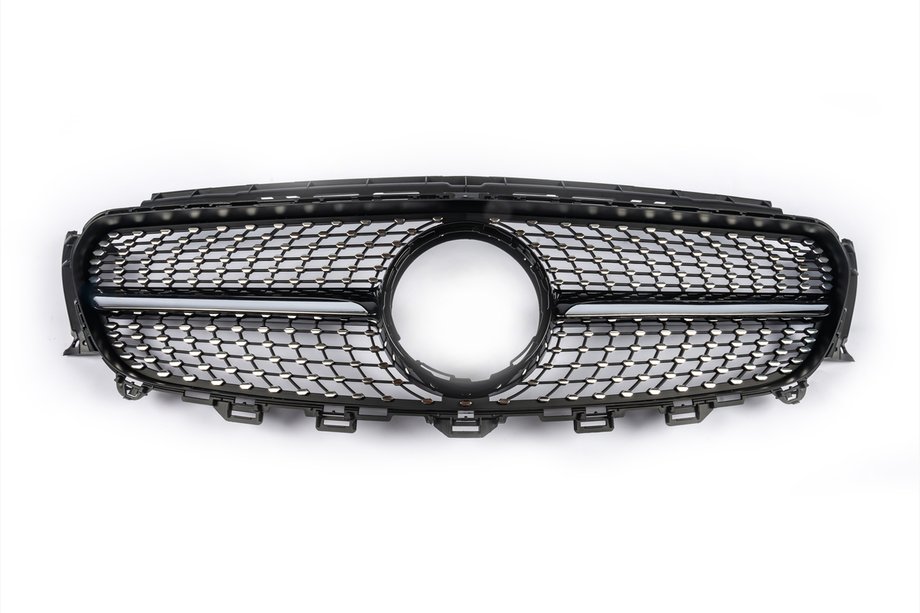 Mercedes E-klase W213 2016–2023 Priekšējā reste Diamond Black (Avantgarde/AMG-Line/E43 AMG/E53 AMG 2016-2020) Ar vietu kamerai Foto 2