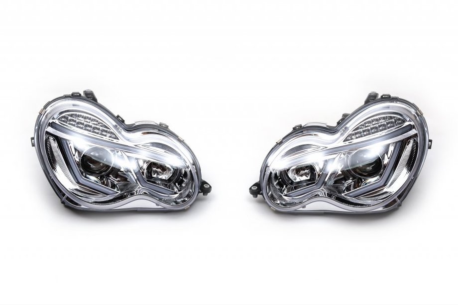 Mercedes C-class W203 2000–2007 Priekšējie lukturi ar LED gabarītlukturiem (2 gab.) Tumši Image