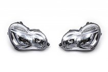 Mercedes C-class W203 2000–2007 Priekšējie lukturi ar LED gabarītlukturiem (2 gab.) Tumši foto 1