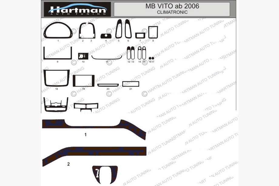 Mercedes Viano 2004–2014 Paneļa apdares uzlikas (modelis ar elektronisko klimata kontroli) Image