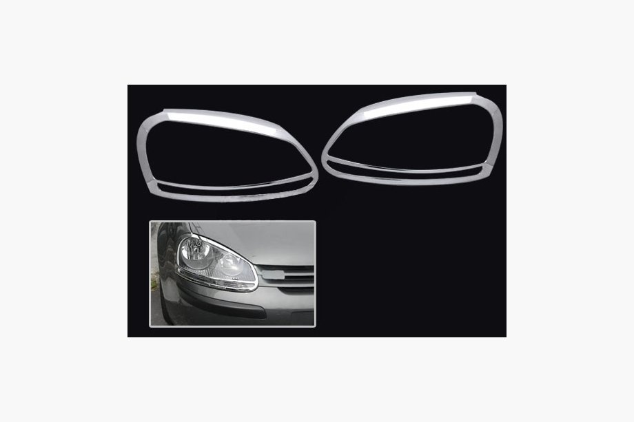 Volkswagen Golf 5 2003–2009 Hromētas priekšējo lukturu uzlikas (2 gab., plastmasa) Image