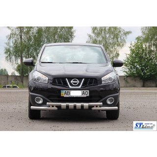 Priekšējais aizsargstienis ST009-15 (nerūsējošais tērauds) Nissan Qashqai 2010–2014 foto 2