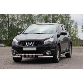 Priekšējais aizsargstienis ST009-15 (nerūsējošais tērauds) Nissan Qashqai 2010–2014 foto 1