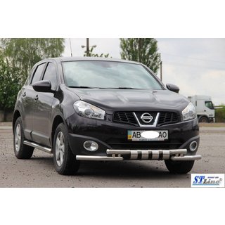 Priekšējais aizsargstienis ST009-15 (nerūsējošais tērauds) Nissan Qashqai 2010–2014 foto 3