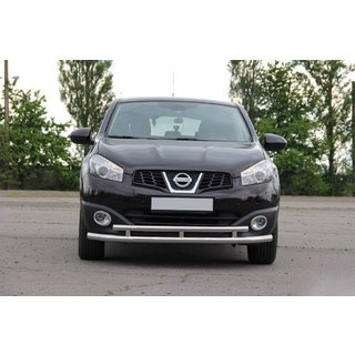 Priekšējais dubultais aizsargstienis ST016 (nerūsējošais tērauds) Nissan Qashqai 2010–2014 foto 1