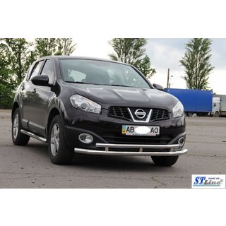 Priekšējais dubultais aizsargstienis ST016 (nerūsējošais tērauds) Nissan Qashqai 2010–2014 foto 3
