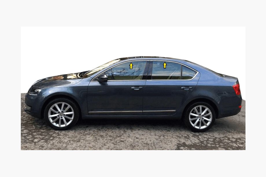 Skoda Octavia III A7 2013–2019 Logu augšējās apmales (4 gab., nerūsējošais tērauds) Foto 1