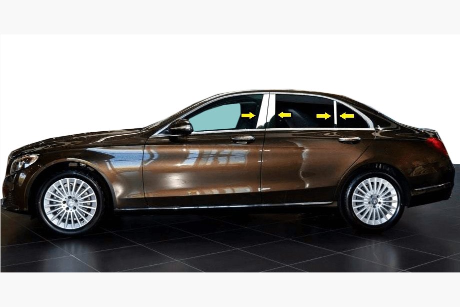 Mercedes C-class W205 2014–2021 Durvju statņu moldingi (nerūsējošais tērauds) Image