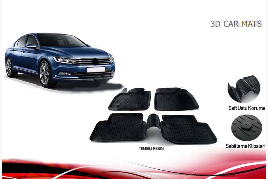 Volkswagen Passat B8 2015–2023 Gumijas salona paklājiņi (4 gab., Niken 3D) Image