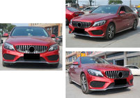 Mercedes C-class W205 2014–2021 Priekšējais režģis Panamericana GT (Avantgarde/AMG-Line/C43 AMG) 2018+, ar kameru foto 9