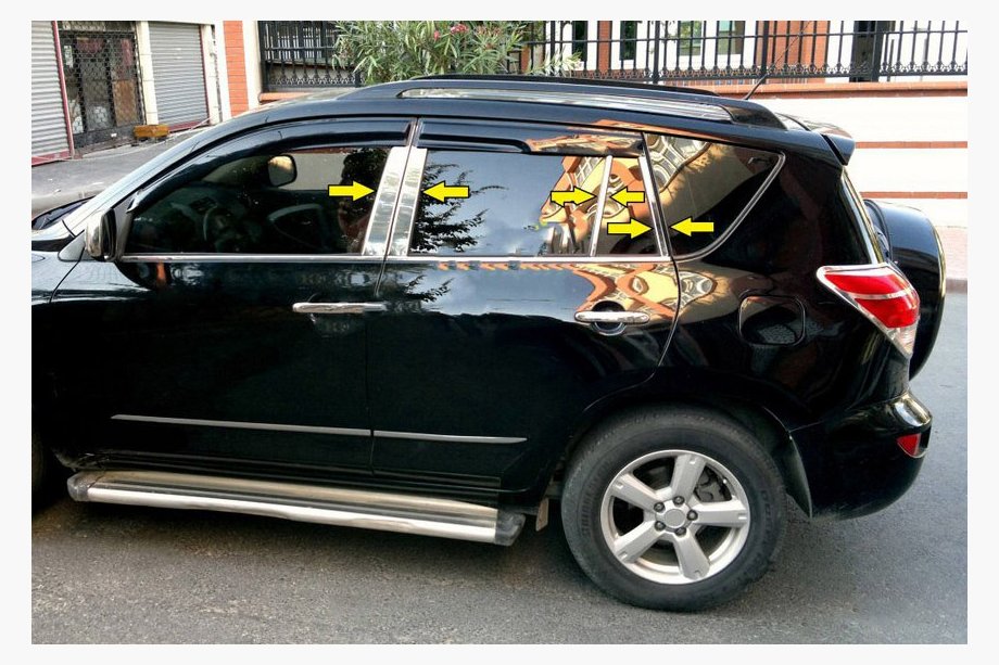 Toyota Rav 4 2006–2013 Durvju statņu moldingi (nerūsējošais tērauds) Image