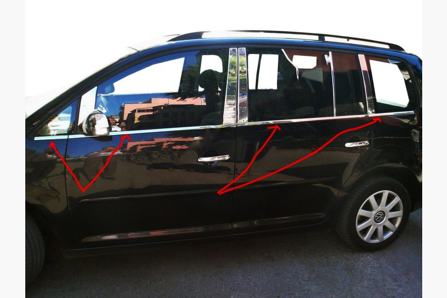 Volkswagen Touran 2010–2015 Ārējās logu apmales (8 gab., nerūsējošais tērauds) Image
