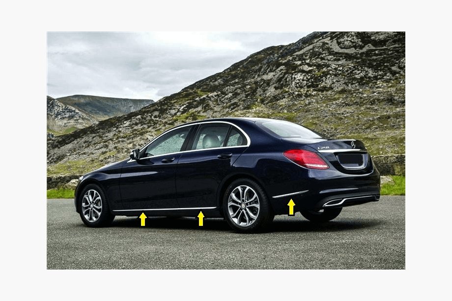 Mercedes C-class W205 2014–2021 Moldinga uzlikas V1 (nerūsējošais tērauds) Image