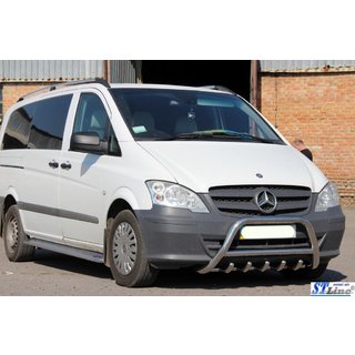 Priekšējais aizsargstienis (bullbar) WT003/004 (nerūsējošais tērauds) Mercedes Viano 2004–2014 foto 2