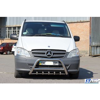 Priekšējais aizsargstienis (bullbar) WT003/004 (nerūsējošais tērauds) Mercedes Viano 2004–2014 foto 3