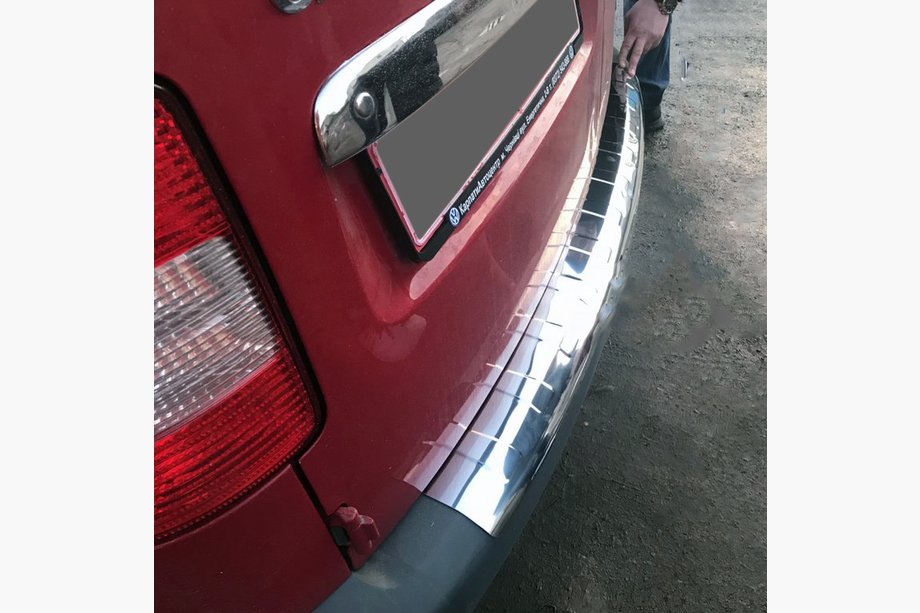 Volkswagen Caddy 2010–2015 Aizmugurējā bufera uzlika ar lielu ieloci (Elite, nerūsējošais tērauds) Image