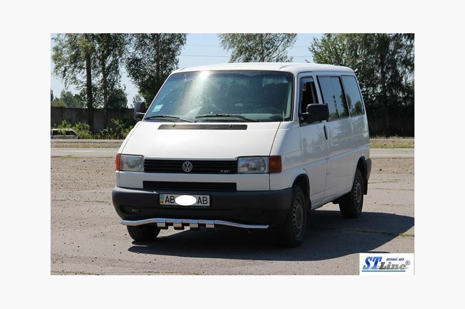Volkswagen T4 Transporter 1990–2003 Priekšējais aizsargs ar režģi ST010 (nerūsējošais tērauds) 51 mm Foto 3