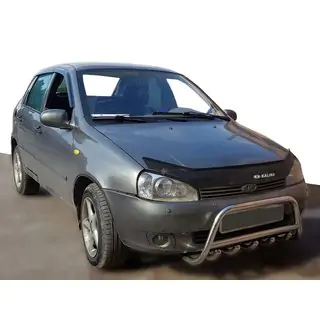 Nerūsējošā tērauda priekšējais aizsargstienis (bullbar) WT003 (60 mm) Lada Kalina 2004–2011 foto 1