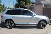 Volkswagen Touareg 2002–2010 Jumta reliņi hromēti (plastmasas kājas) Metāla kājiņa foto 4
