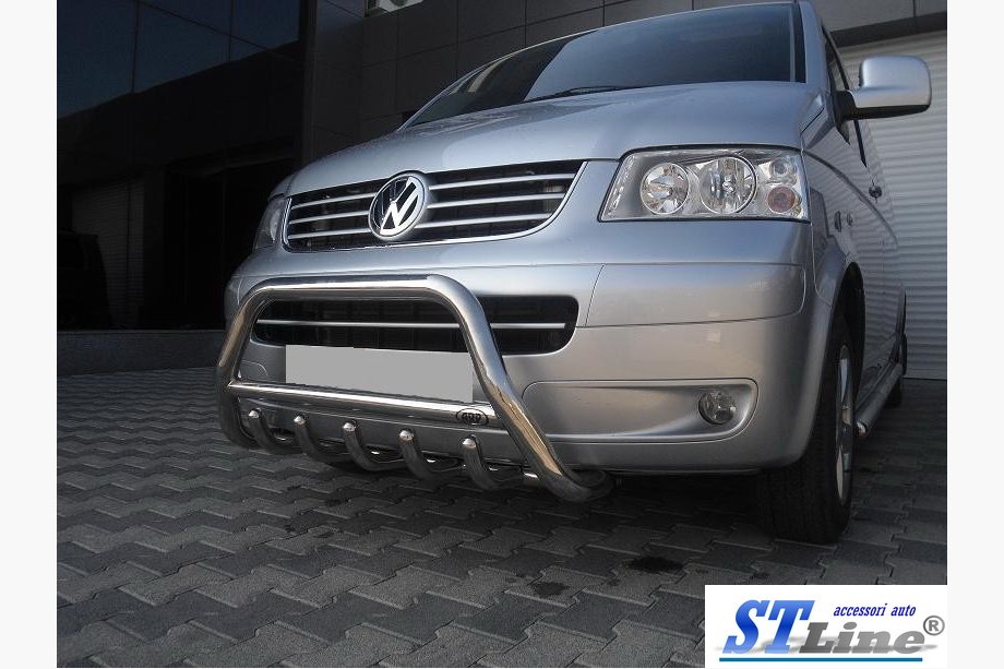Volkswagen T5 Caravelle 2004–2010 Priekšējais bullbar WT003 (nerūsējošais tērauds) 50 mm, bez uzraksta Foto 5