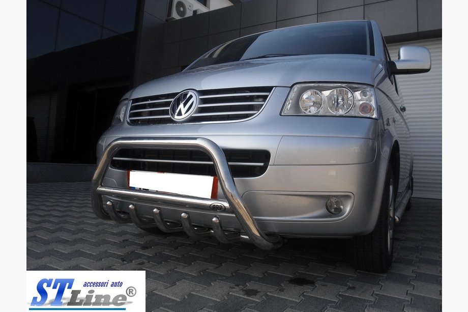 Volkswagen T5 Caravelle 2004–2010 Priekšējais bullbar WT003 (nerūsējošais tērauds) 50 mm, bez uzraksta Foto 9
