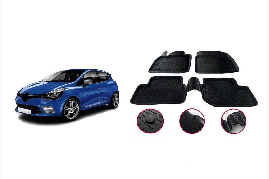 Renault Clio IV 2012–2019 Gumijas salona paklājiņi (4 gab., Niken 3D) Image