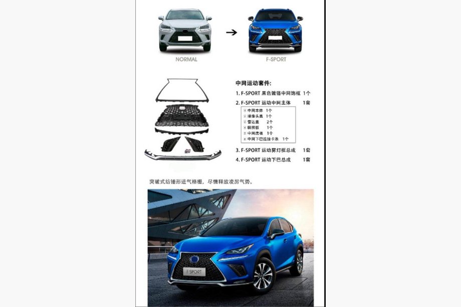 Lexus NX 2014–2021 Priekšējais radiatora režģis ar apakšējo lūpu F-Sport (2018+) Image