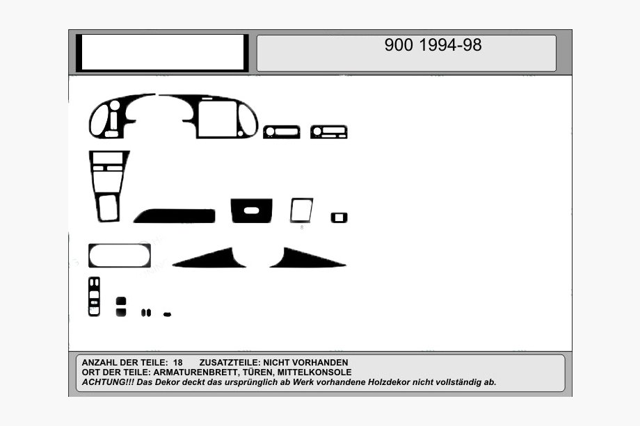 Saab 900 1994–1998 Akcija! Priekšējā paneļa uzlikas (koks) Image