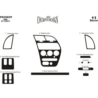 Instrumentu paneļa uzlikas (1997-2001) Peugeot 306 1993–2001 foto 2
