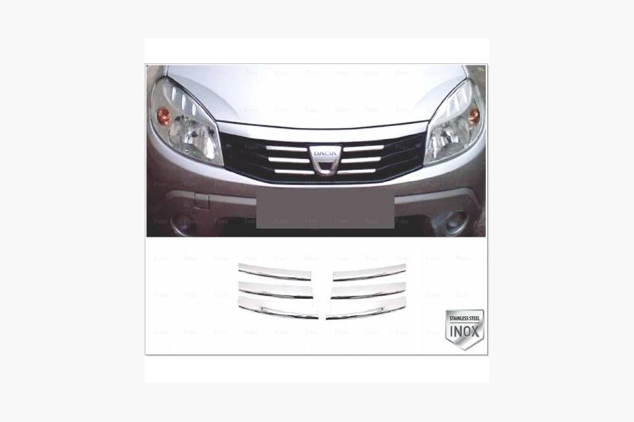 Dacia Sandero 2007–2013 Priekšējā režģa uzlika (nerūsējošais tērauds) Foto 3
