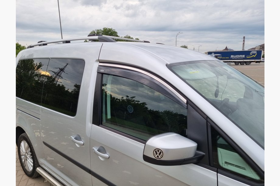 Volkswagen Caddy 2004–2010 Logu vēja deflektori ar hromētu līsti (2 gab., Niken) Image