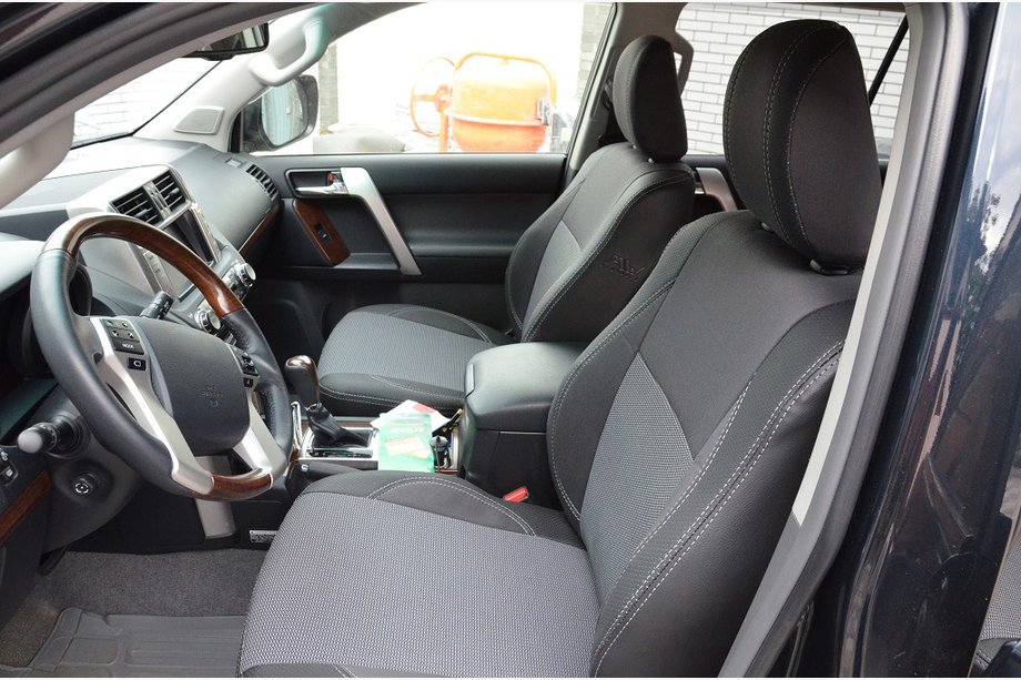 Toyota Land Cruiser Prado 150 2009–2023 Auto sēdekļu pārvalki (ādas imitācija + audums, Premium) Image