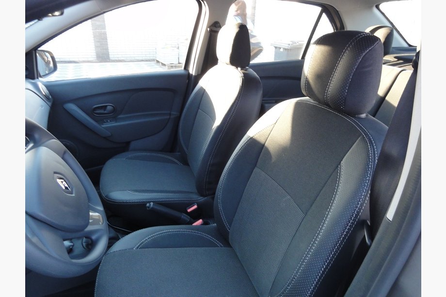 Renault Logan II 2013–2022 Autosēdekļu pārvalki (ekoāda + audums, Premium) Image