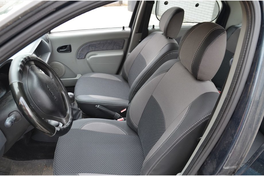 Renault Logan I 2005–2008 Jaunums! Brothers Premium ekoādas automašīnas sēdekļu pārvalki Image