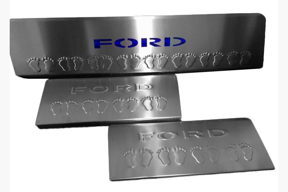 Ford Transit 2014– Sliekšņu uzlikas LED zilas (3 gab., nerūsējošais tērauds) Image