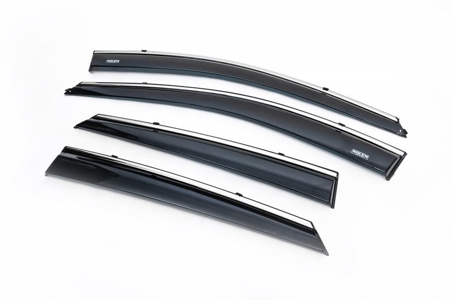Hyundai IX-35 2010–2015 Logu vēja deflektori ar hromētu līsti (4 gab., Niken) Image