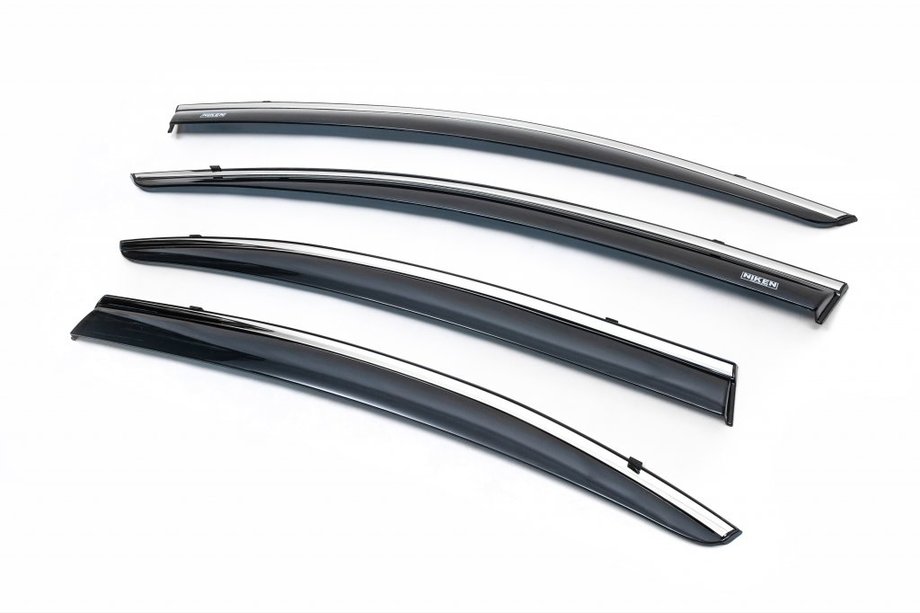 Honda Civic Sedan IX 2011–2016 Logu vēja deflektori ar hromētu līsti (4 gab., Niken) Image