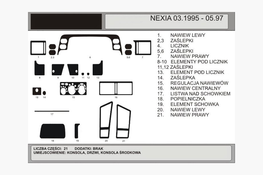 Daewoo Nexia 1995–2016 Akcija! Koka imitācijas instrumentu paneļa uzlikas (1995-1997) Image