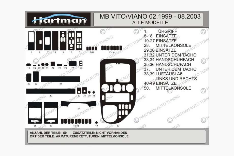 Mercedes Vito W638 1996–2003 Paneļa uzlikas VIP (1999-2003) Dzeltens Foto 5